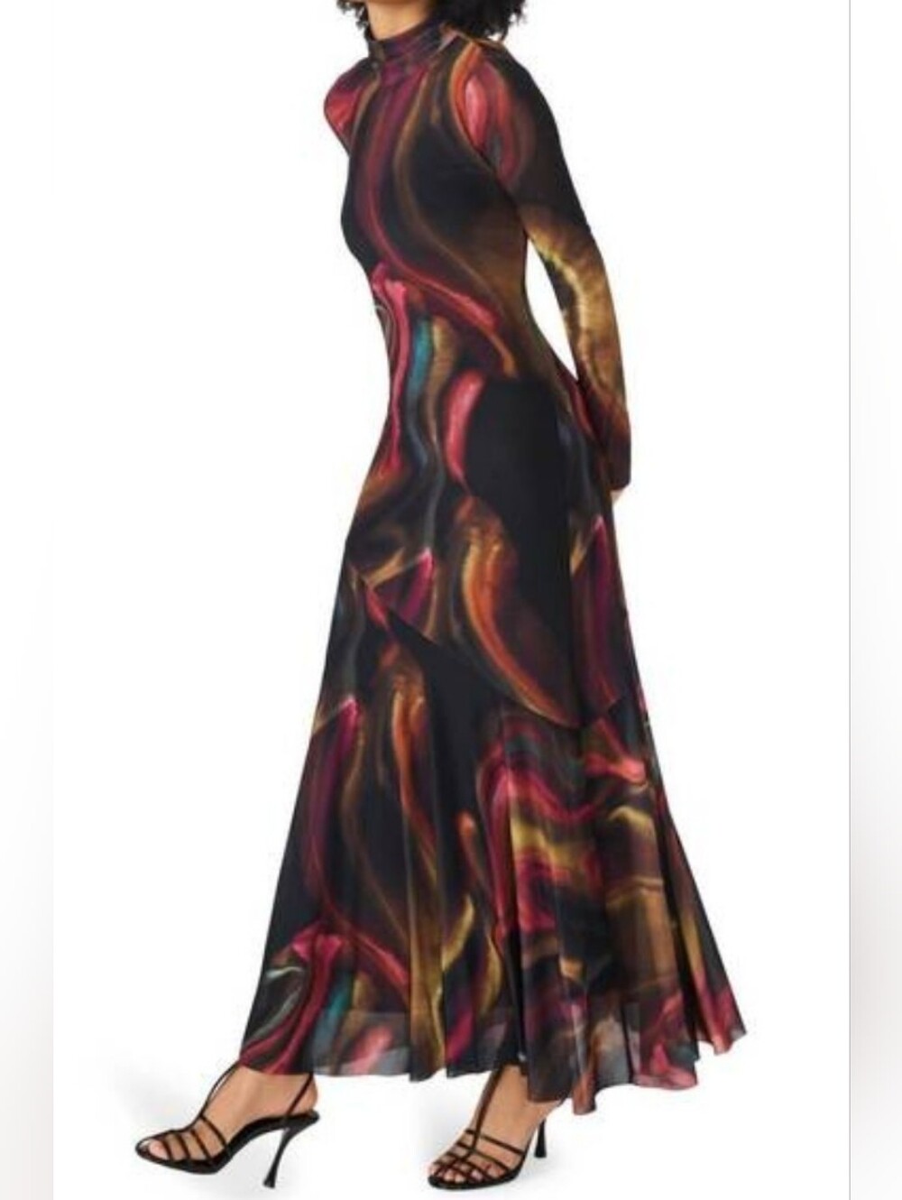 NWT Steve Madden Vivara Mesh Maxi Dress In Faded Ink Size L - Picture 5 of 10